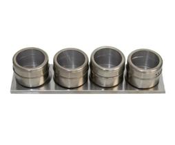 Porta Temperos Magnético em Inox com 4 Potes e Com Suporte da Dolce Home