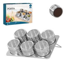 Porta Temperos Magneticos Com 6 Peças E Base Em Inox Cozinha Porta Temperos Magneticos Com 6 Peças E Base Em Inox Cozinha
