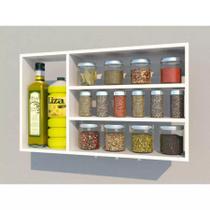 Porta Temperos Nicho Cozinha Suporte Suspenso Especiarias Mdf branco 50x30x10
