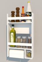 Porta Temperos Nicho Suspenso Suporte Papel Toalha MDF Especiarias