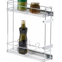 Porta Temperos Óleo Lateral Armário Corrediças Aço Cromado Porta Temperos Óleo Lateral Armário Corrediças Aço Cromado