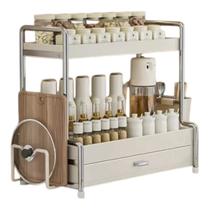 Porta Temperos Organizador Cozinha 2 Andares 3KAM Cor:Branco Porta Temperos Organizador Cozinha 2 Andares 3KAM Cor:Branco