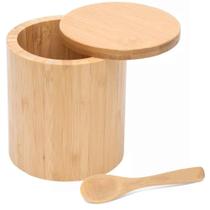 Porta Temperos Pote Com Colher Bambu 100% Natural Multiuso