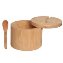 Porta Temperos Pote Com Colher Bambu Natural Multiuso