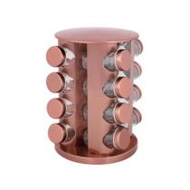 Porta Temperos Rose Gold 16 Potes de Aço Inox Porta Temperos Rose Gold 16 Potes de Aço Inox