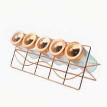 Porta Temperos Rose Gold Wellmix 5 Peças Com Base Horizontal