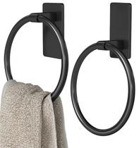 Porta-toalha adesivo STWWO preto fosco, 2 unidades Porta-toalha adesivo STWWO preto fosco, 2 unidades