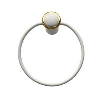 Porta Toalha Argola Belle Epoque Antigo Branco / Dour Deca