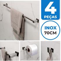 Porta Toalha Banheiro Inox 304 + Kit Acessórios Banheiro