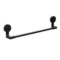 Porta Toalha Banheiro Linear com Ventosa Adesivo Astra Preto Fosco