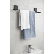 Porta Toalha Banheiro Sem Furo Fixação 3M Preto Porta Toalha Banheiro Sem Furo Fixação 3M Preto