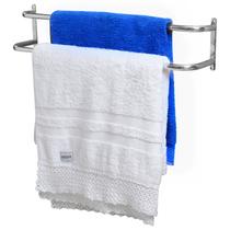 Porta Toalha Banho Duplo Porta Ou Parede Alto Brilho 48cm SF