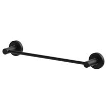 Porta Toalha Barra 45cm Aço Inox e Metal Preto Fosco Acetinado Modelo Athenas