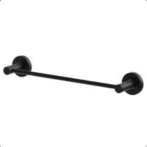 Porta Toalha Barra 45cm Aço Inox e Metal Preto Fosco Acetinado Modelo Athenas