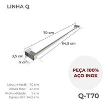 Porta Toalha De Banheiro 70Cm Aço Inox 304 Q-T70Olt