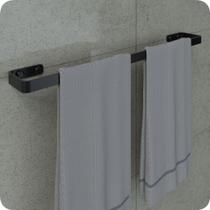 Porta Toalha De Banho Para Banheiro Preto Fosco Plus 60cm Porta Toalha De Banho Para Banheiro Preto Fosco Plus 60cm