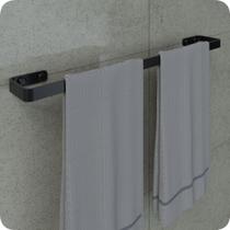 Porta Toalha De Banho Para Banheiro Preto Fosco Plus 80cm - HomeFull