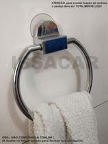 Porta toalha de banho Porta pano de prato redondo fixação por ventosa sem furar parede ideal azulejo liso vidro box geladeira