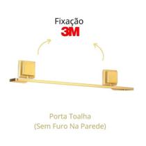 Porta Toalha De Banho Rosto Dourado Fosco Fixação Sem Furo