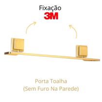 Porta Toalha De Banho Rosto Dourado Fosco Fixação Sem Furo Porta Toalha De Banho Rosto Dourado Fosco Fixação Sem Furo