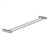 Porta Toalha Duplo 60cm Modelo Orion Prata Alto Brilho Grego Metal