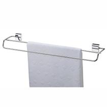 Porta Toalha Duplo 60cm Toalheiro Em Aço Inox Com Fixação Parafuso Organizador 2 Toalhas Para Banheiro Lavabo Box