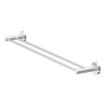 Porta Toalha Duplo Barra 75cm Aço Inox e Metal Prata Alto Brilho Modelo Athenas