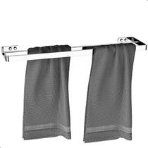 Porta Toalha Duplo Cromado Max 44cm - Alumínio e Aço Inox