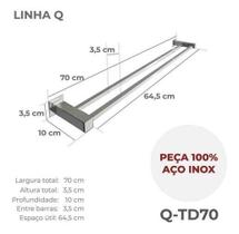 Porta Toalha Duplo De Banheiro 70Cm Aço Inox 304 Q-Td70Olt - Perfil Casa