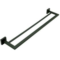 Porta toalha duplo eterna black 60cm toalheiro inox preto il17494 italy line