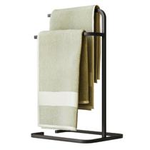 Porta Toalha Duplo Toalheiro Para Banheiro Level Preto