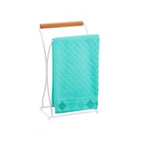 Porta Toalha Lavabo Rosto Suporte Pia Alça Bambu Aço Branco Porta Toalha Lavabo Rosto Suporte Pia Alça Bambu Aço Branco
