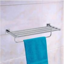 Porta Toalha Linear Estilo Hotel Com Barra Dupla Fixação