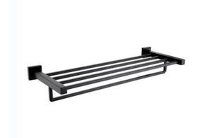 Porta Toalha Linear Estilo Hotel Dupla Fixação Preto Fosco Porta Toalha Linear Estilo Hotel Dupla Fixação Preto Fosco