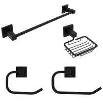 Porta Toalha Modaza Nero 40 cm, Saboneteira de Parede, Porta Papel Higiênico e Porta Toalha Rosto, Preto Porta Toalha Modaza Nero 40 cm, Saboneteira de Parede, Porta Papel Higiênico e Porta Toalha Rosto, Preto