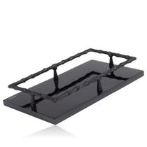 Porta Toalha Papel Resina Pequeno Bambu Preto Fosco Porta Toalha Papel Resina Pequeno Bambu Preto Fosco