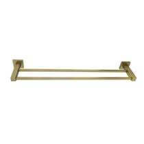 Porta Toalha Reto Duplo Banheiro Metal 60Cm Gold Dourado - Shop Hidraulica