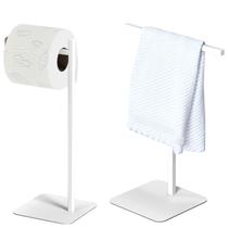 Porta Toalha Rosto Lavabo e Papeleira De Chão Branco SF.Nice