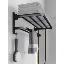 Porta Toalha Suporte Toalheiro Banheiro Duplo Aço Inox Premium Retratil 90 Prata e Preto