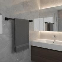 Porta Toalha Toalheiro De Banheiro Lavabo 60cm Aço Inox 304 Preto Fosco Q-T60PF