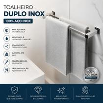 Porta Toalha Toalheiro Duplo De Banheiro 70cm Aço Inox 304