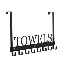 Porta-toalhas Azmoncy para pendurar na porta com 8 ganchos, resistente, preto Porta-toalhas Azmoncy para pendurar na porta com 8 ganchos, resistente, preto