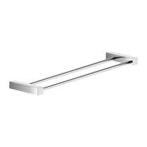 Porta Toalhas Duplo Para Banheiro Metal Alto Brilho 42cm Troia