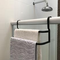 Porta Toalhas Duplo Suporte Toalheiro Para Box Preto Fosco Porta Toalhas Duplo Suporte Toalheiro Para Box Preto Fosco