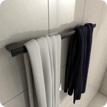 Porta Toalhas Para Banho Master Preto Fosco 60cm Porta Toalhas Para Banho Master Preto Fosco 60cm