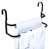 Porta Toalhas Para Box 48cm Toalheiro Duplo Preto Fosco SF