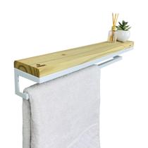 Porta Toalhas Strassis Design SD-4002 Metal e Madeira Cor: Branco