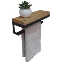 Porta Toalhas Strassis Design SD-4006 Metal e Madeira Cor: Preto