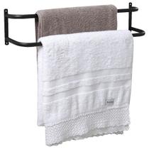 Porta Toalhas Toalheiro Duplo P/ Porta ou Parede Preto 48cm