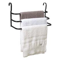 Porta Toalhas Triplo Toalheiro Para Box Preto Fosco UN